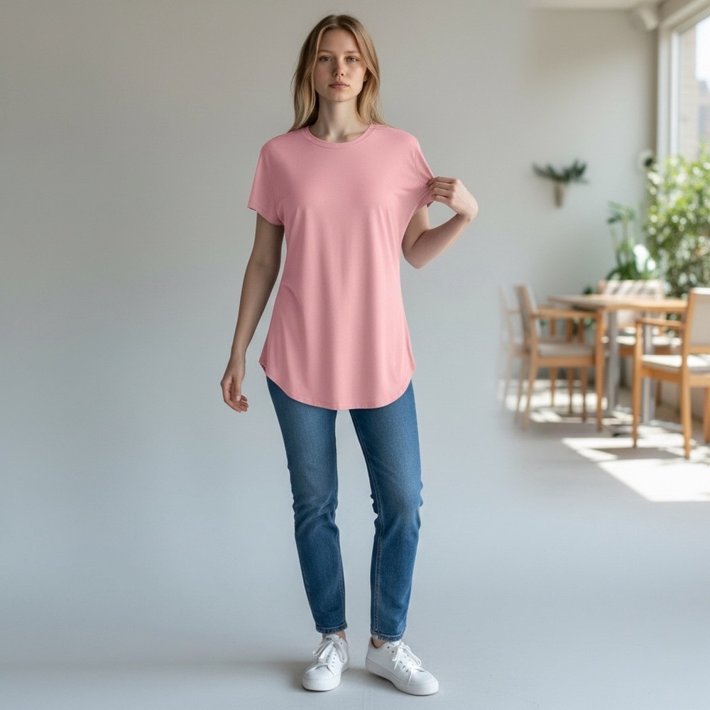 Amoretu Women’s T-Shirt Pink Short Sleeve Crewneck Size-Large NWT - Picture 3 of 7